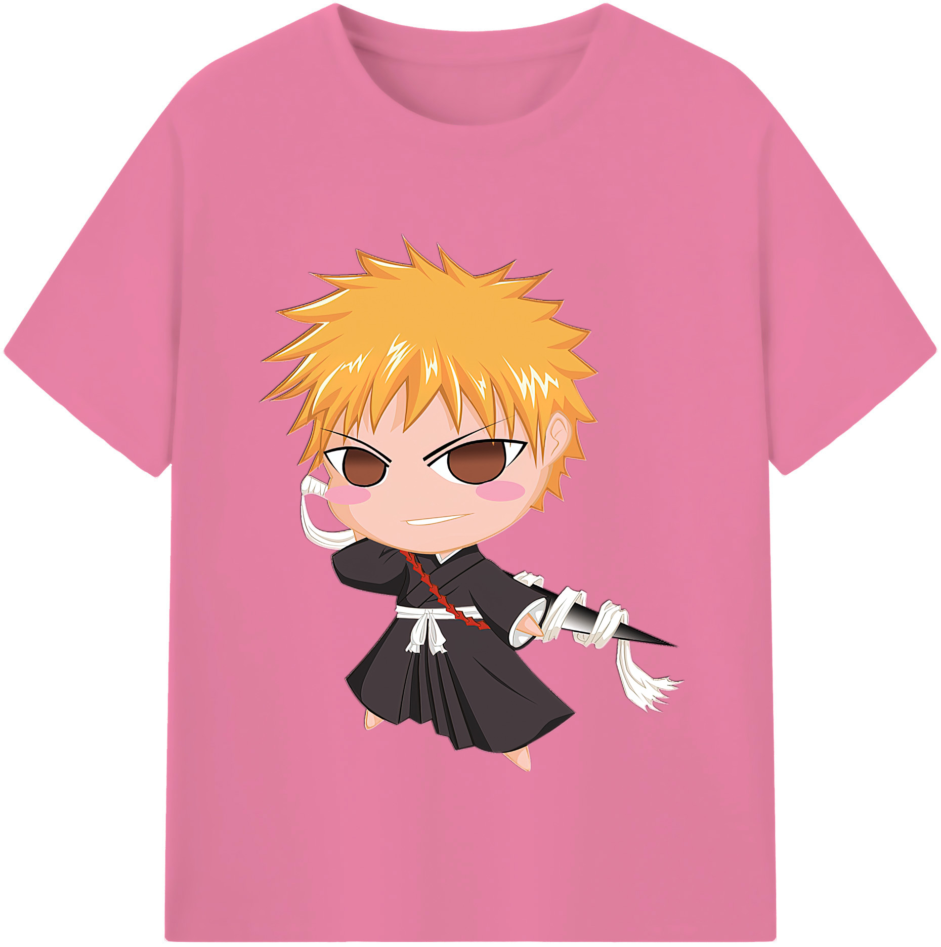 （画像用） ブリーチ 黒崎一護（くろさき いちご）BLEACH Kurosaki Ichigo 綿100％半袖Tシャツ（フロントプリント）